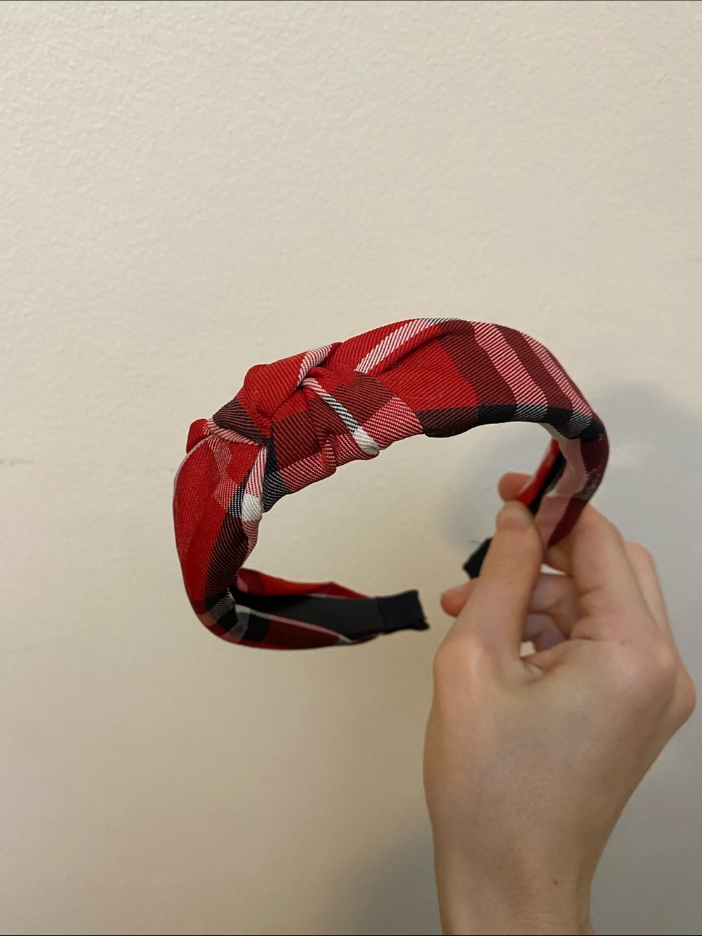 Red Plaid Knotted Headband
